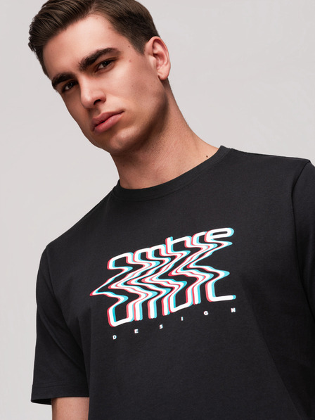 Ombre Clothing Мъжка памучна тениска с принт Ombre - черна V1 OM-TSPT-0286 Ombre Clothing