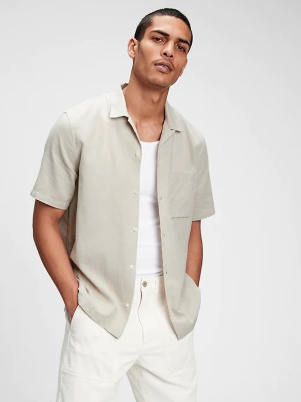 GAP Ленена риза с къс ръкав GAP