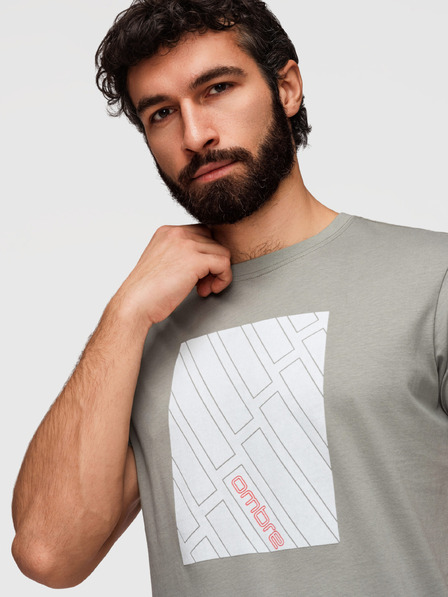 Ombre Clothing Men's cotton t-shirt with geometric print - grey V3 OM-TSPT-0259 Ombre Clothing