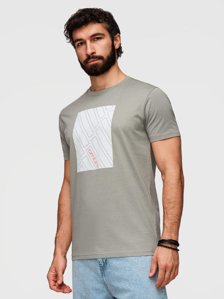 Ombre Clothing Men's cotton t-shirt with geometric print - grey V3 OM-TSPT-0259 Ombre Clothing
