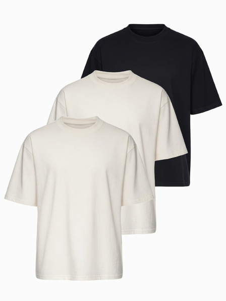 Ombre Clothing Тениска OM-TSBC-0291 - off white/off white/черна Ombre Clothing