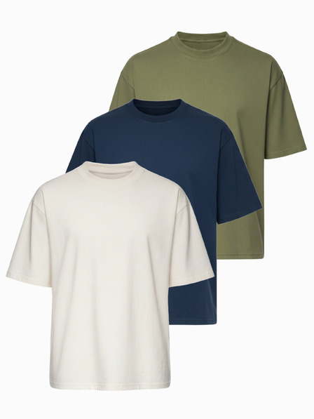 Ombre Clothing Тениска OM-TSBC-0291 - off white/бледо маслинена/navy Ombre Clothing