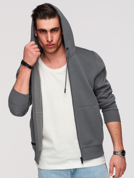 Ombre Clothing Мъжки памучен суитчър BASIC с цип Ombre Clothing