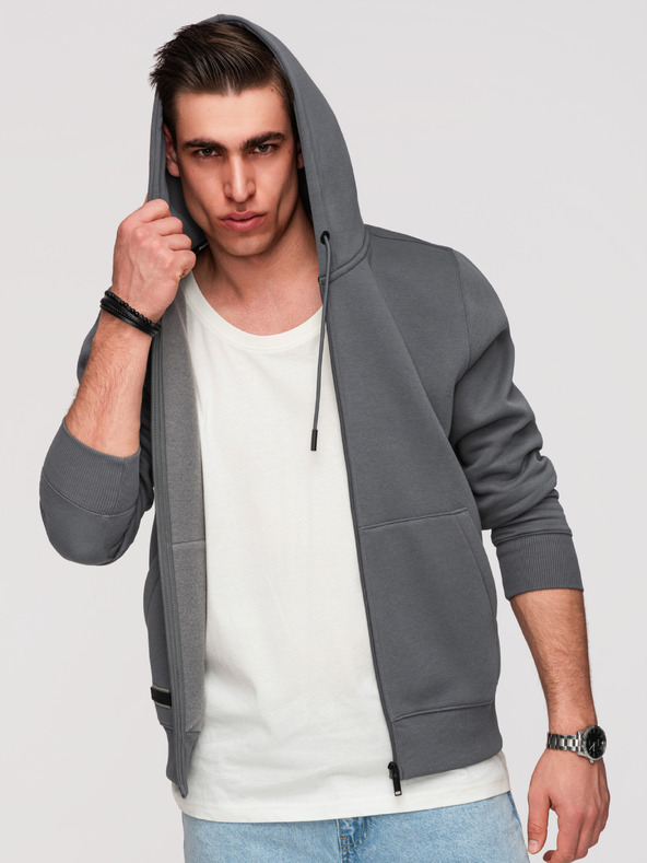 Ombre Clothing Мъжки памучен суитчър BASIC с цип Ombre Clothing