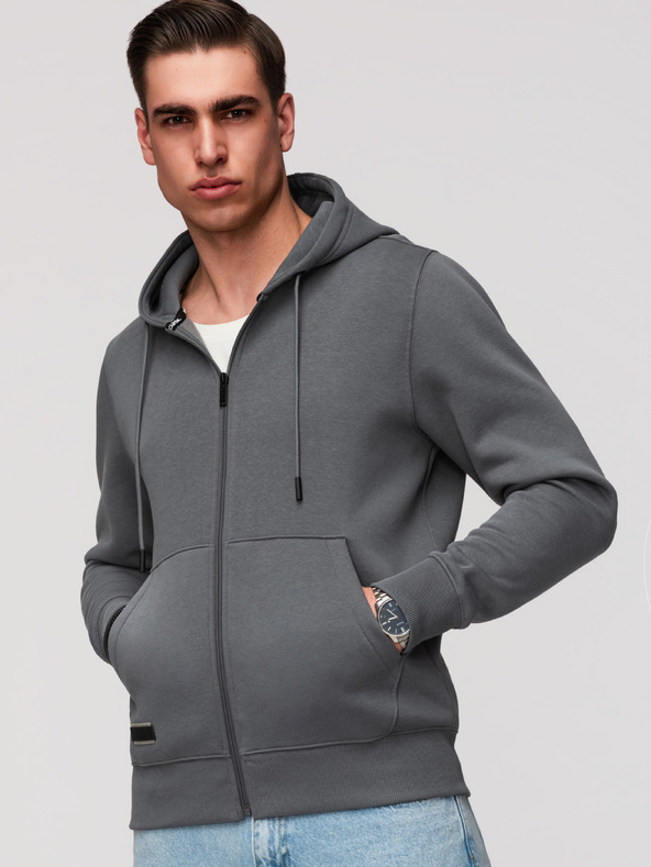 Ombre Clothing Мъжки памучен суитчър BASIC с цип Ombre Clothing
