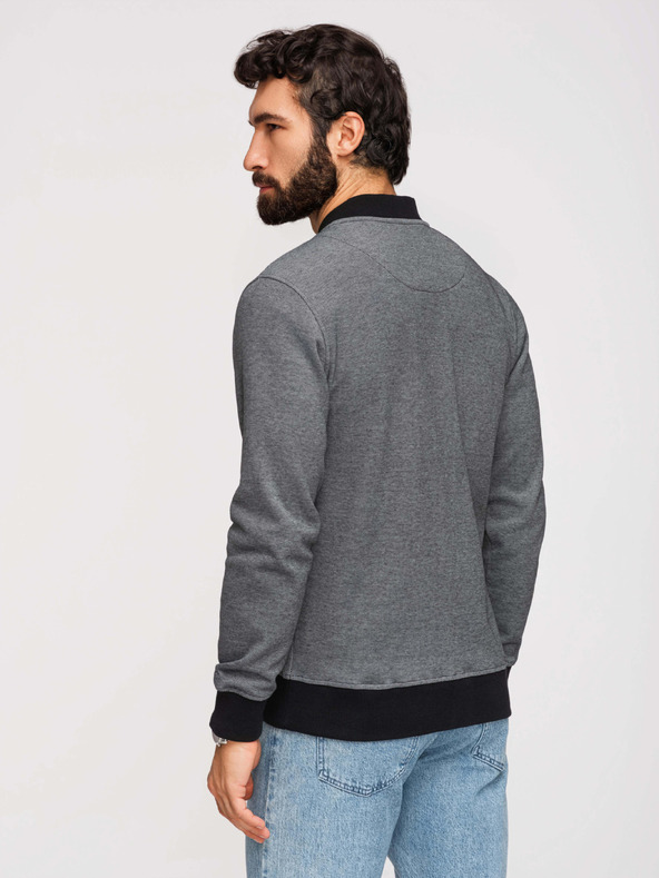 Ombre Clothing Мъжко плетено яке бомбър - черно