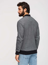 Ombre Clothing Мъжко плетено яке бомбър - черно
