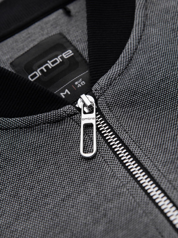 Ombre Clothing Мъжко плетено яке бомбър - черно