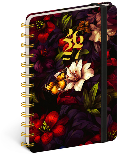 NOTIQUE NOTIQUE Spiral 18-month diary Petito – Red Flowers 2026/2027, 13 x 18 cm