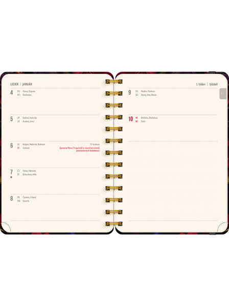 NOTIQUE NOTIQUE Spiral 18-month diary Petito – Red Flowers 2026/2027, 13 x 18 cm