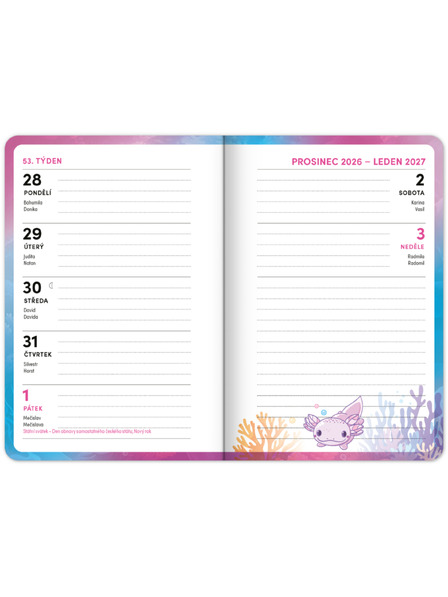 NOTIQUE NOTIQUE School diary Axolotl (September 2026 – December 2027), 9.8 x 14.5 cm