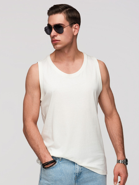 Ombre Clothing Мъжко памучно потникче BASIC - бяло V1 OM-TSBT-0272 Ombre Clothing