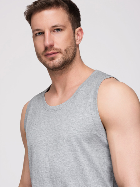 Ombre Clothing Мъжко памучно потникче BASIC - сив меланж V2 OM-TSBT-0272 Ombre Clothing