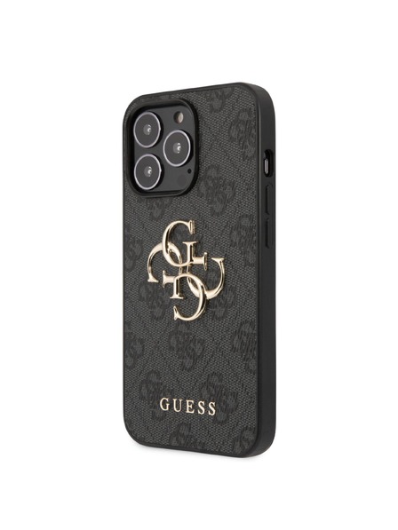 Guess Guess PU 4G Метално лого заден капак за iPhone 13 Pro Max Grey