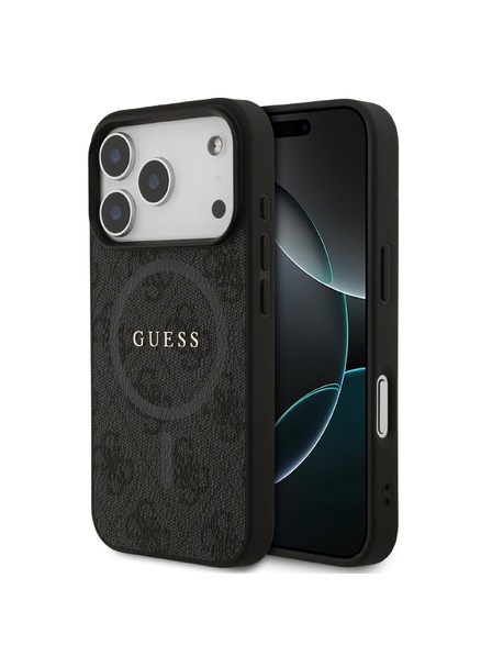 Guess Guess PU Leather 4G Colored Ring MagSafe Задна крышка за iPhone 17 Pro Black