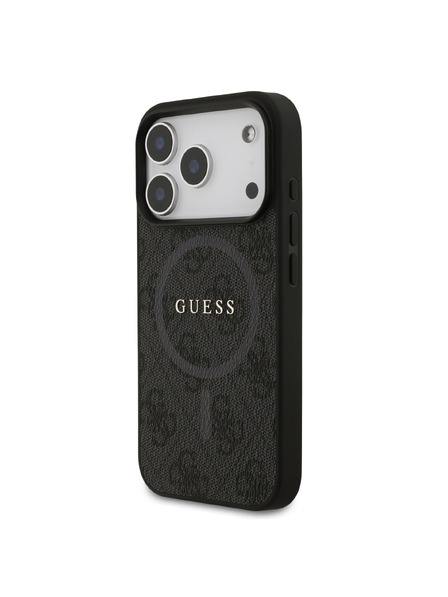 Guess Guess PU Leather 4G Colored Ring MagSafe Задна крышка за iPhone 17 Pro Black