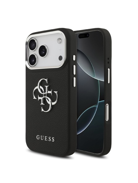 Guess Guess PU Grained 4G Metal Logo Задна крышка за iPhone 17 Pro Black