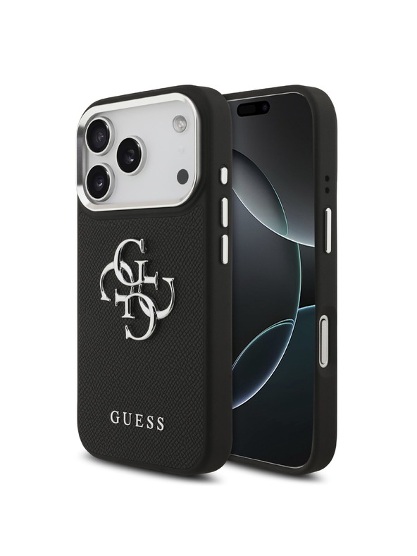 Guess Guess PU Grained 4G Metal Logo Задна крышка за iPhone 17 Pro Black