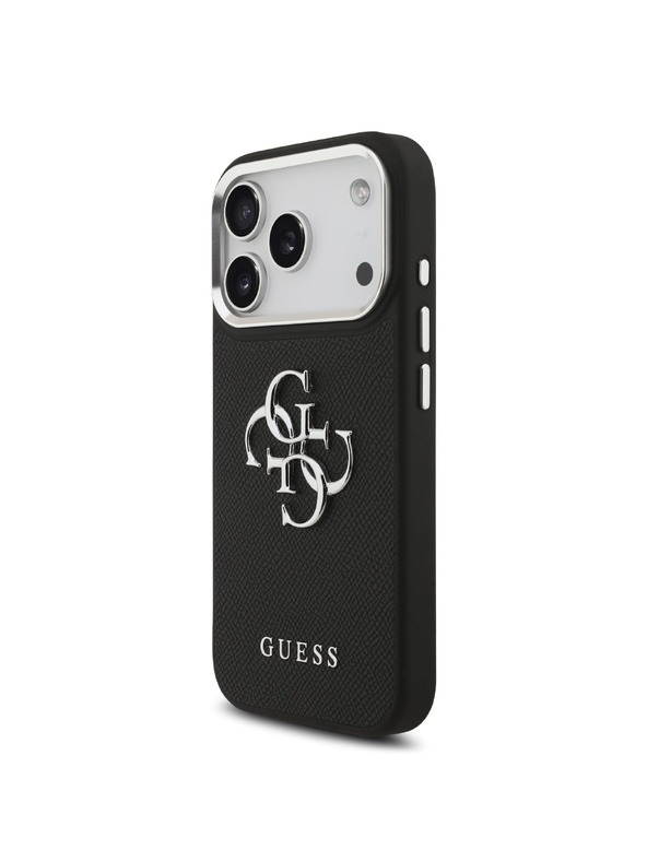 Guess Guess PU Grained 4G Metal Logo Задна крышка за iPhone 17 Pro Black