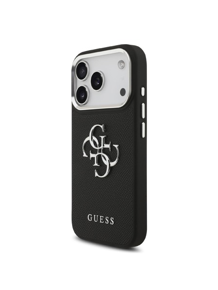 Guess Guess PU Grained 4G Metal Logo Задна крышка за iPhone 17 Pro Black