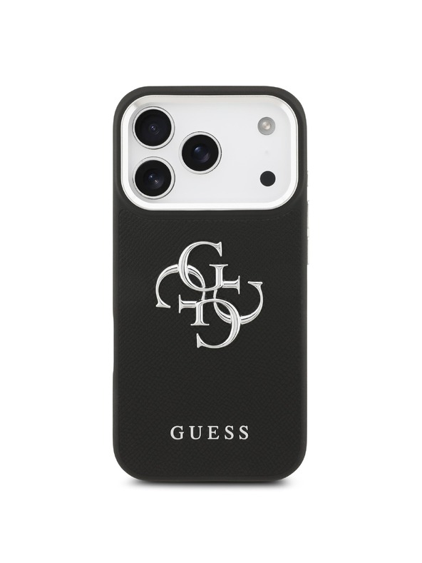 Guess Guess PU Grained 4G Metal Logo Задна крышка за iPhone 17 Pro Black