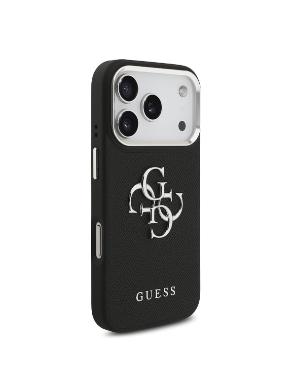 Guess Guess PU Grained 4G Metal Logo Задна крышка за iPhone 17 Pro Black