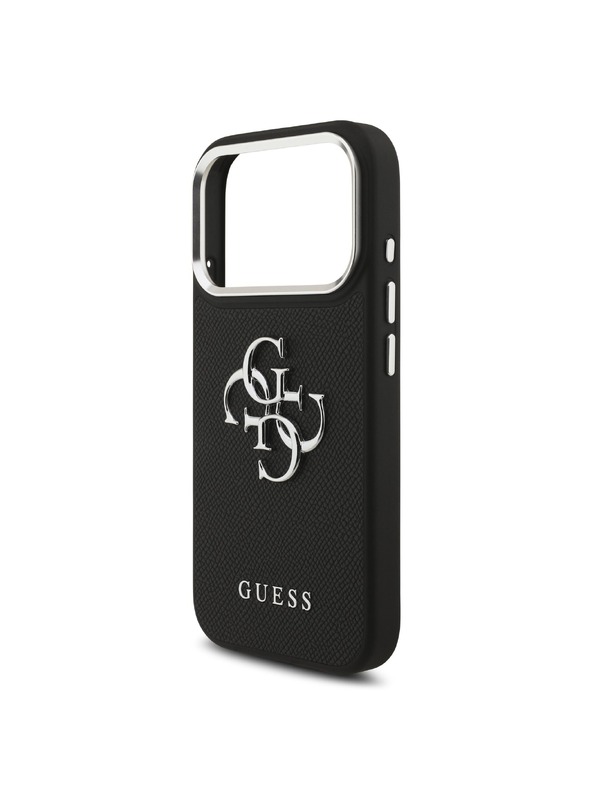 Guess Guess PU Grained 4G Metal Logo Задна крышка за iPhone 17 Pro Black