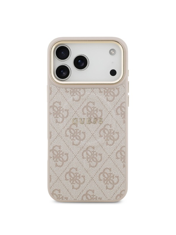 Guess Guess PU Leather 4G Gold Frame MagSafe Задна крышка за iPhone 17 Pro Max Pink