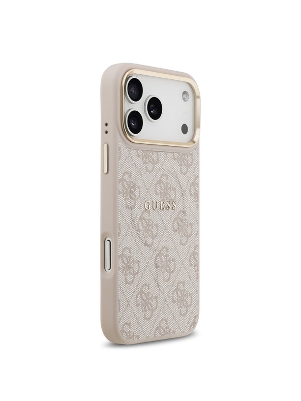 Guess Guess PU Leather 4G Gold Frame MagSafe Задна крышка за iPhone 17 Pro Max Pink