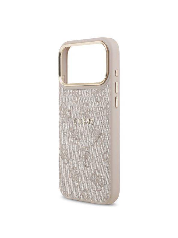 Guess Guess PU Leather 4G Gold Frame MagSafe Задна крышка за iPhone 17 Pro Max Pink
