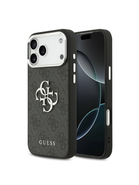 Guess Guess PU 4G Metal Logo Задна крышка за iPhone 17 Pro Max Silver Black
