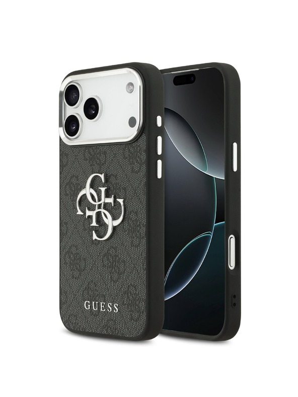 Guess Guess PU 4G Metal Logo Задна крышка за iPhone 17 Pro Max Silver Black