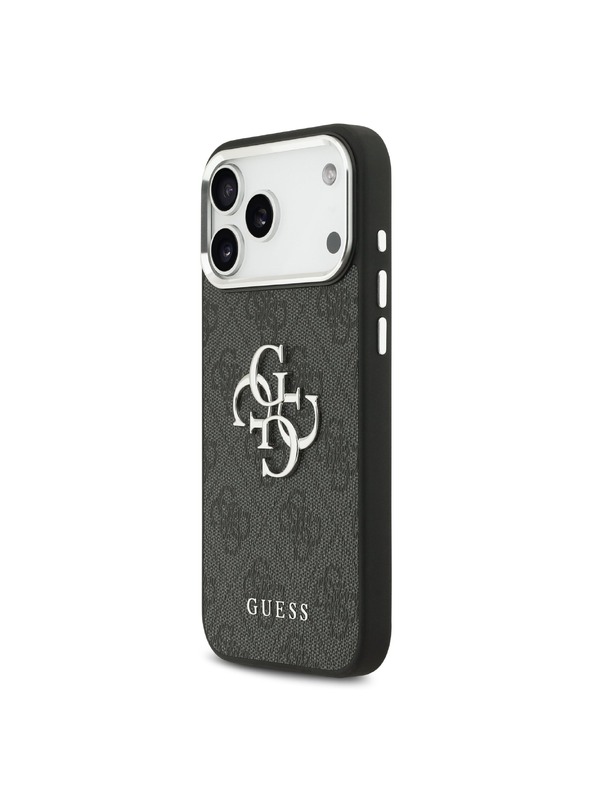 Guess Guess PU 4G Metal Logo Задна крышка за iPhone 17 Pro Max Silver Black
