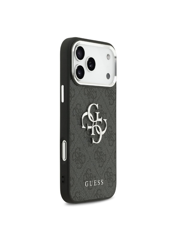 Guess Guess PU 4G Metal Logo Задна крышка за iPhone 17 Pro Max Silver Black