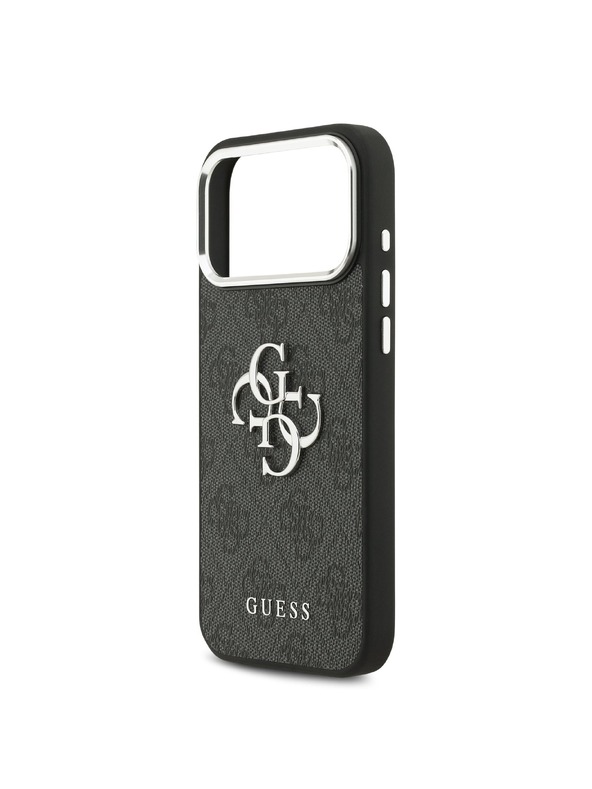 Guess Guess PU 4G Metal Logo Задна крышка за iPhone 17 Pro Max Silver Black