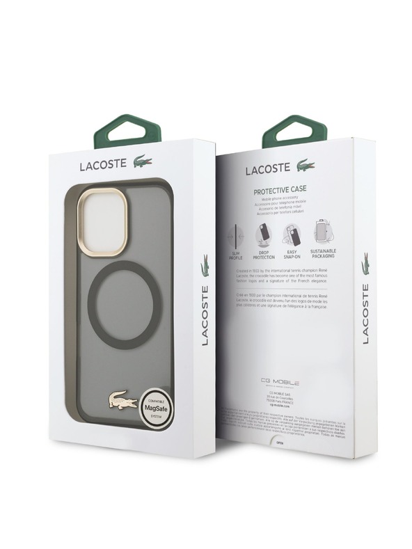 Lacoste Lacoste PC/TPU Frosted Finish Gold Logo MagSafe задна капак за iPhone 17 Black