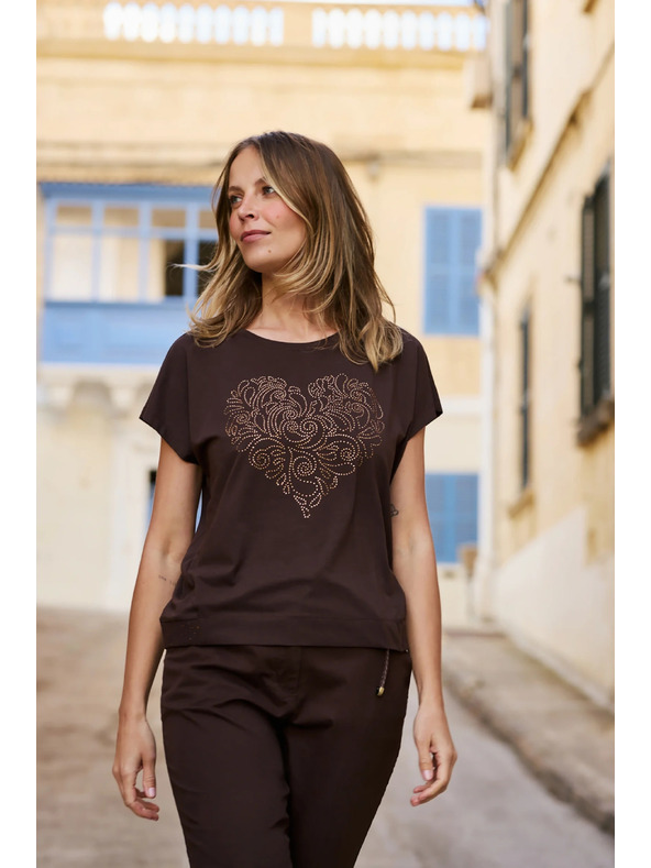 Moodo Zip brown blouse Moodo
