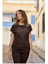 Moodo Zip brown blouse Moodo