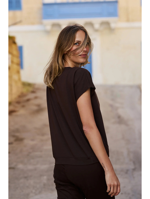Moodo Zip brown blouse Moodo