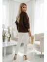 numoco basic Топъл oversized пуловер с плътна тъкан и V деколте - шоколадов