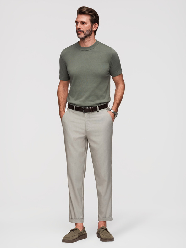 Ombre Clothing Мъжки чино панталони REGULAR FIT с еластичен пояс - сив и бежов V1 P1525 Ombre Clothing