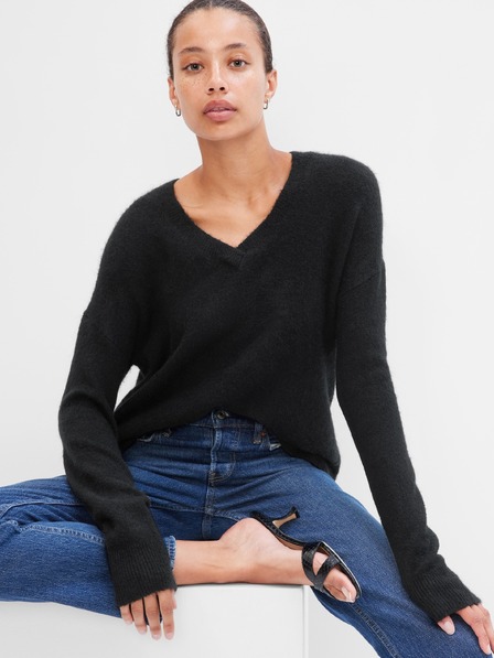 GAP Плетен пуловер с V-образно деколте GAP