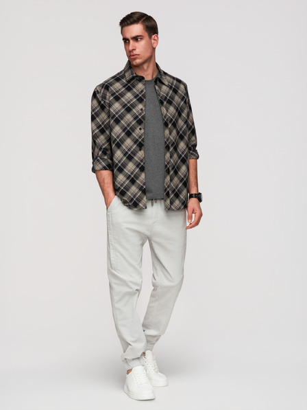 Ombre Clothing Мъжки плетени панталони joger с пришиване на крачолите - светло сив V3 P1521 Ombre Clothing