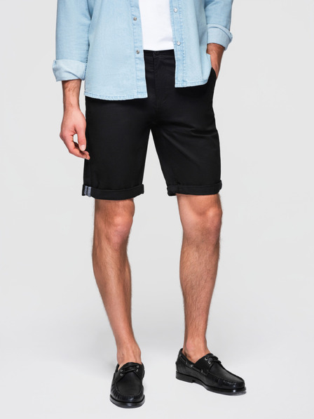 Ombre Clothing Мъжки класически chino шорти с подвързан крак - черни V9 W532 Ombre Clothing