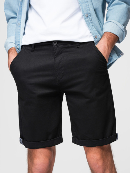Ombre Clothing Мъжки класически chino шорти с подвързан крак - черни V9 W532 Ombre Clothing