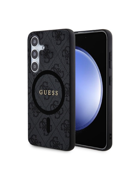 Guess Guess PU Leather 4G Colored Ring MagSafe Задния калъф за Samsung Galaxy S24 Black