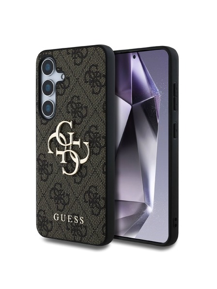 Guess Guess PU 4G Метално лого заден капак за Samsung Galaxy S25+ кафяв