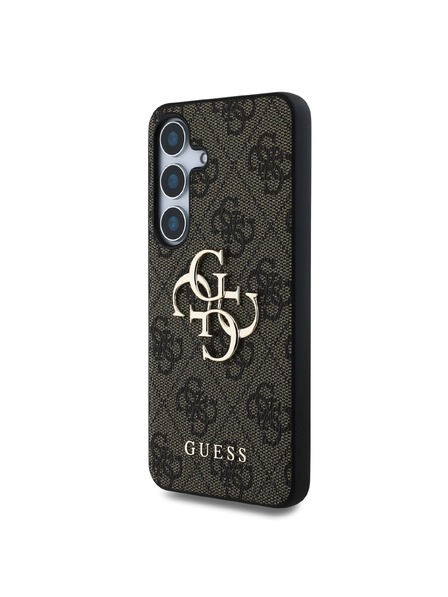 Guess Guess PU 4G Метално лого заден капак за Samsung Galaxy S25+ кафяв