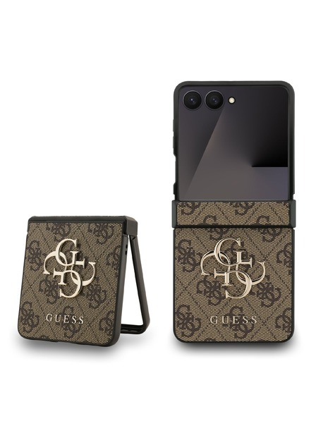 Guess Guess PU 4G Metal Logo Задния калъф за Samsung Galaxy Z Flip 7 Brown