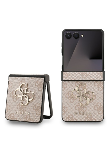 Guess Guess PU 4G Metal Logo Задния калъф за Samsung Galaxy Z Flip 7 Pink